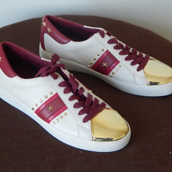 Michael Kors Frankie Stripe Leather Studded Low Top Lace-up Sneaker Shoe 7 M New - Picture 3 of 11
